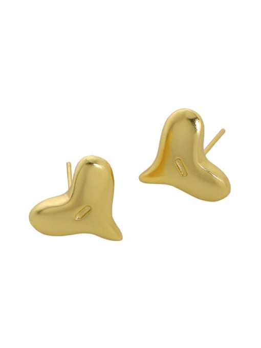 18K gold [with pure Tremella plug] 925 Sterling Silver Heart Minimalist Stud Earring